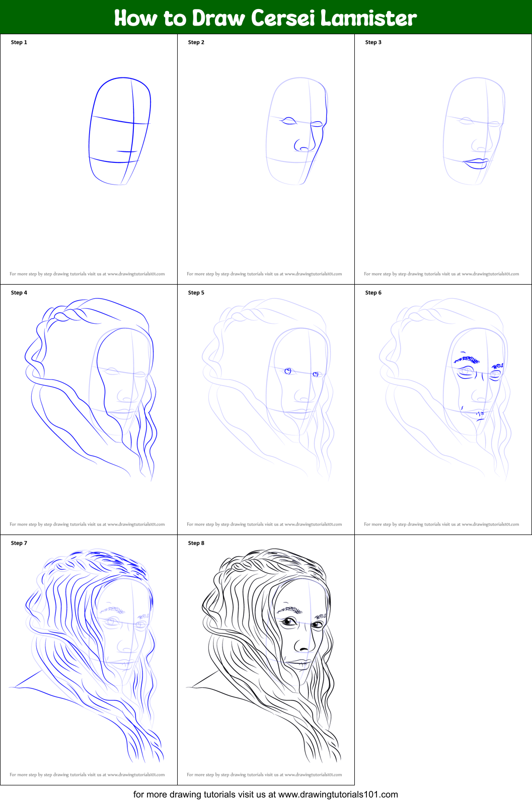 How to Draw Cersei Lannister Printable Step by Step