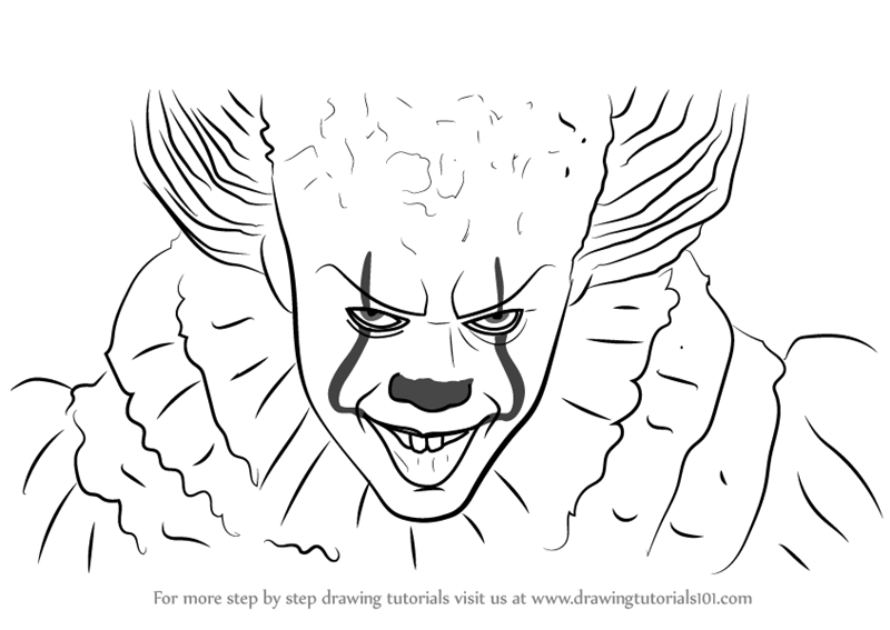 Learn How to Draw Pennywise (Characters) Step by Step : Drawing Tutorials