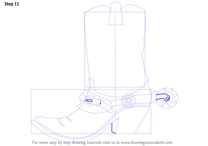 Learn How to Draw Cowboy Boots (Cowboys) Step by Step : Drawing Tutorials