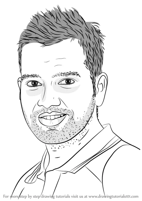 Step by Step How to Draw Rohit Sharma