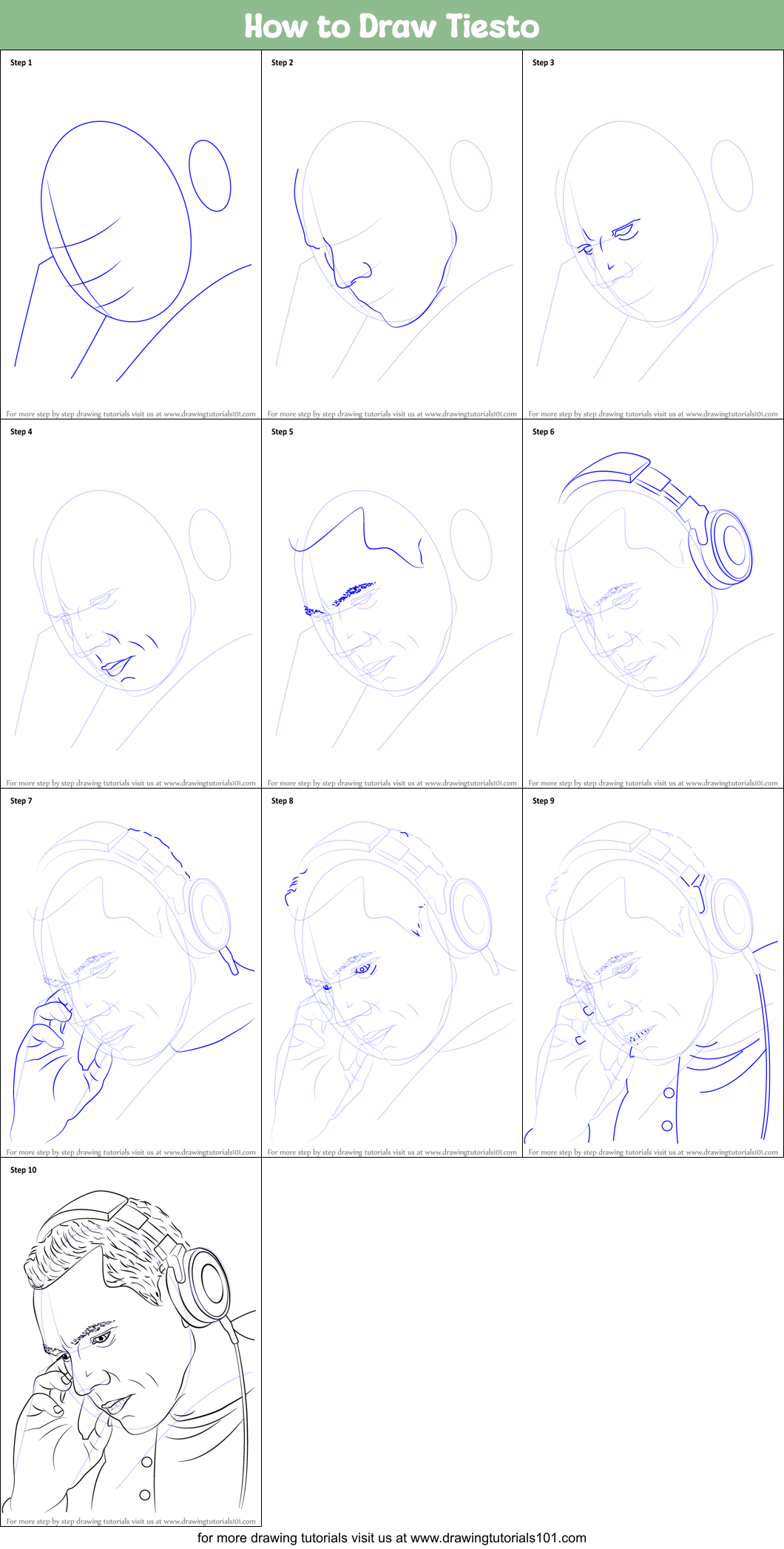 How to Draw Tiesto Printable Step by Step