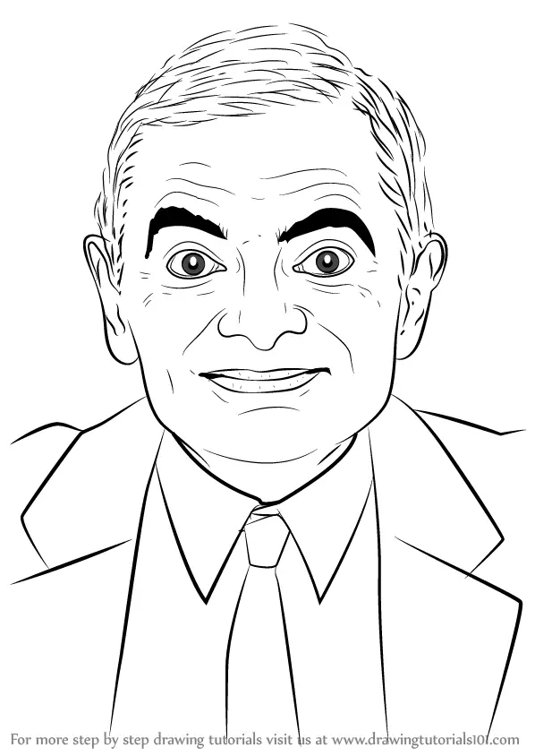 Learn How to Draw Mr. Bean (Entertainers) Step by Step : Drawing Tutorials