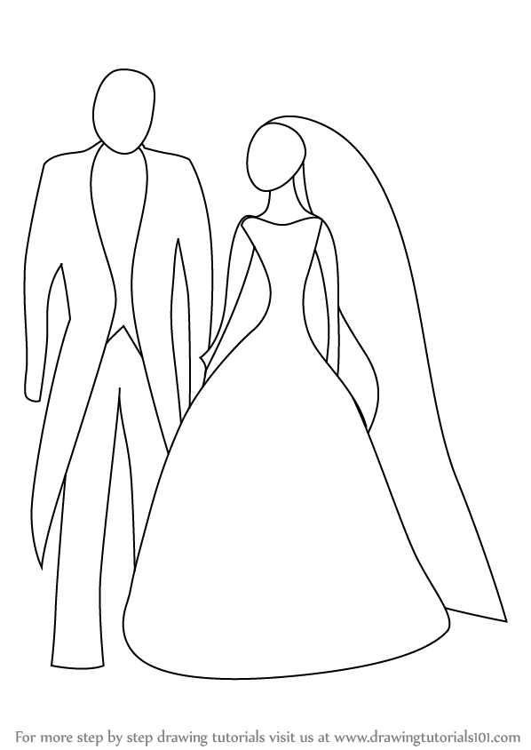 Learn How To Draw Bride And Groom For Kids Famous People Step By