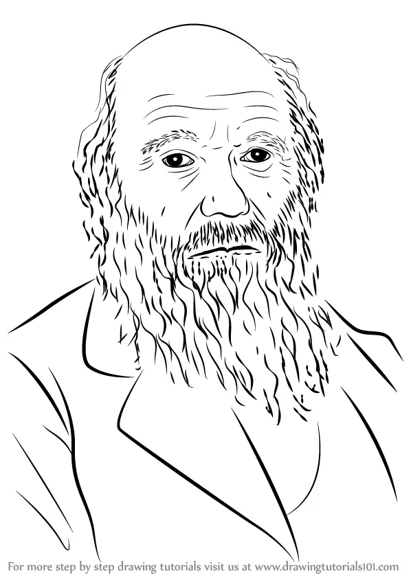 Learn How to Draw Charles Darwin (Famous People) Step by Step : Drawing