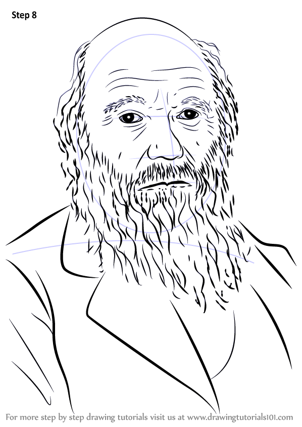 Learn How to Draw Charles Darwin (Famous People) Step by Step : Drawing