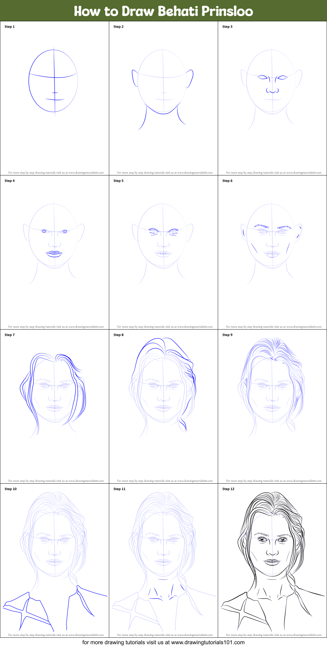 How to Draw Behati Prinsloo Printable Step by Step