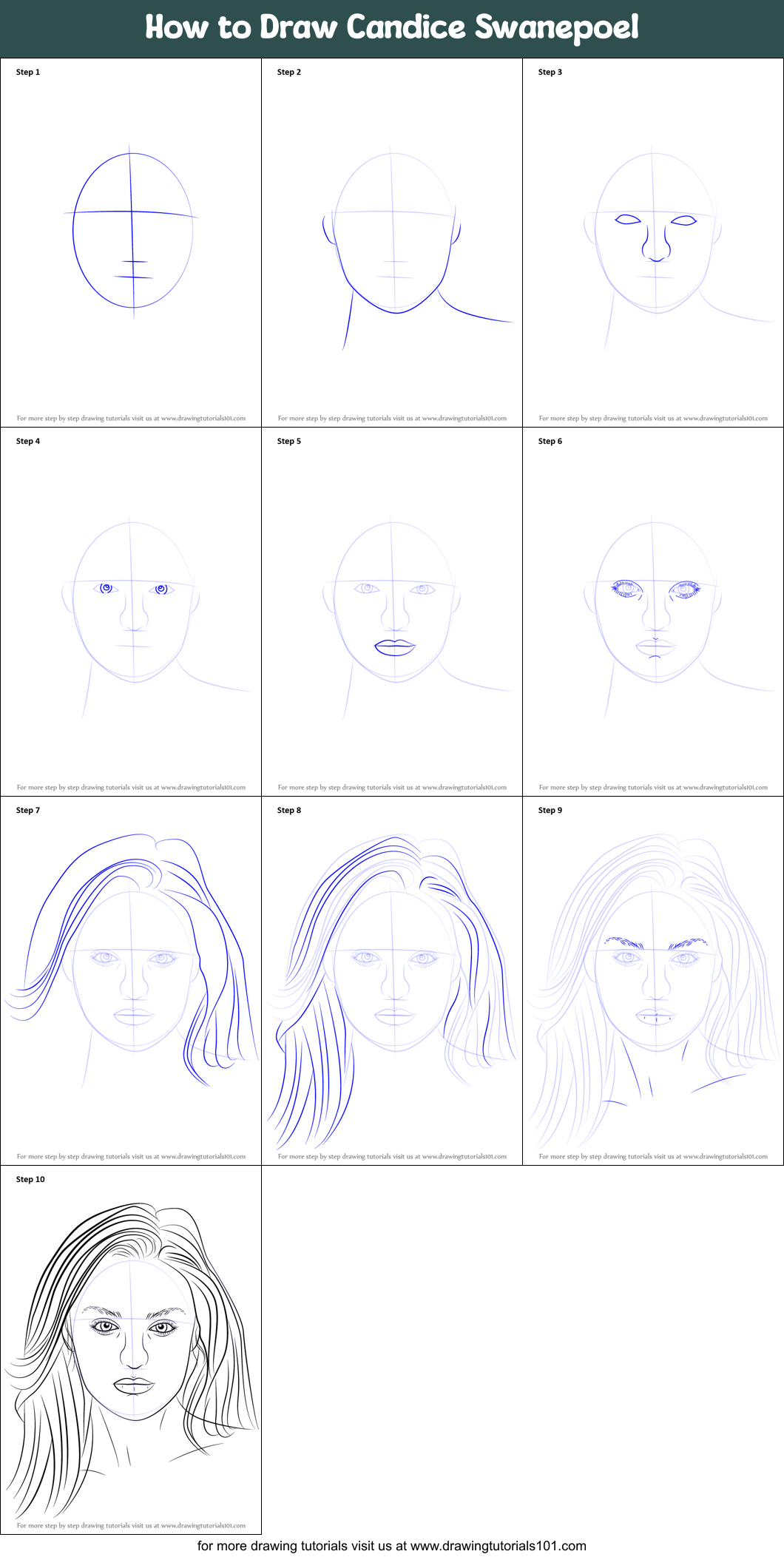 How to Draw Candice Swanepoel Printable Step by Step