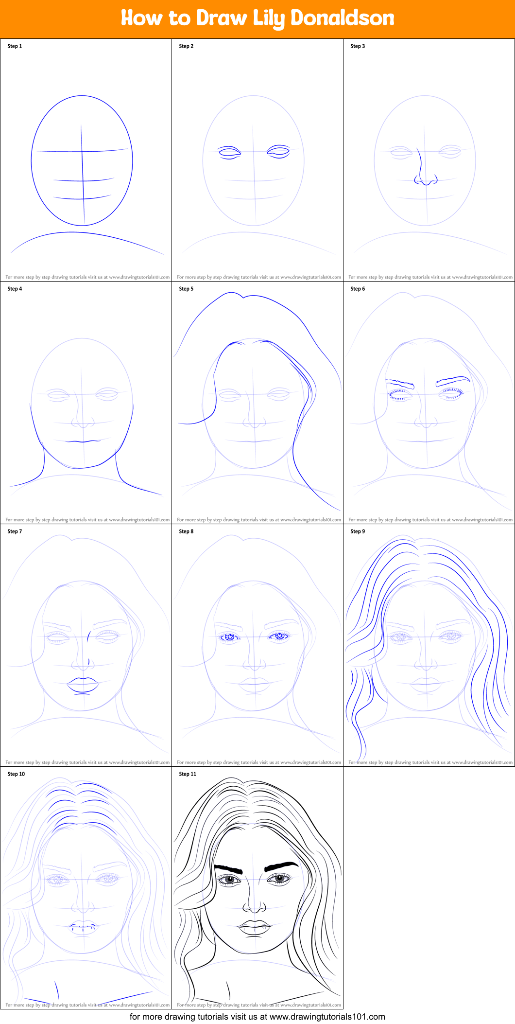 How to Draw Lily Donaldson Printable Step by Step