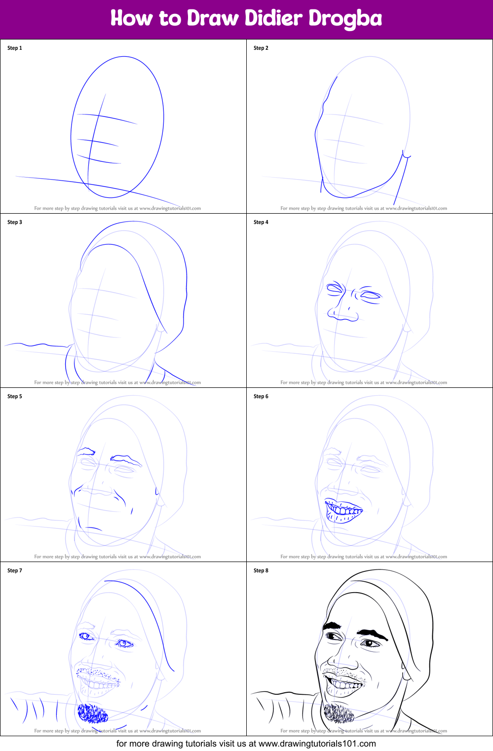How to Draw Didier Drogba Printable Step by Step