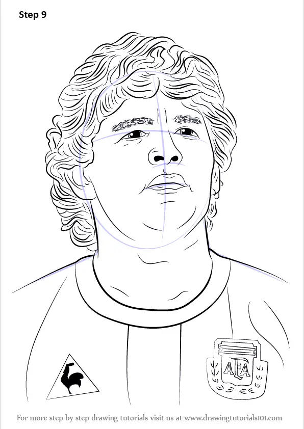 Learn How to Draw Diego Maradona (Footballers) Step by Step : Drawing