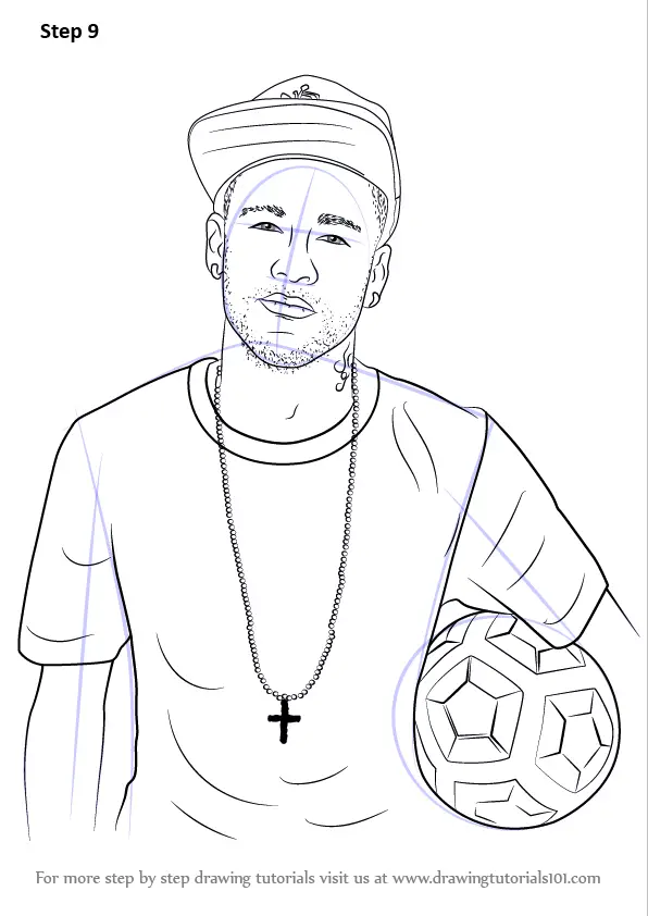 Learn How to Draw Neymar Jr. (Footballers) Step by Step : Drawing Tutorials