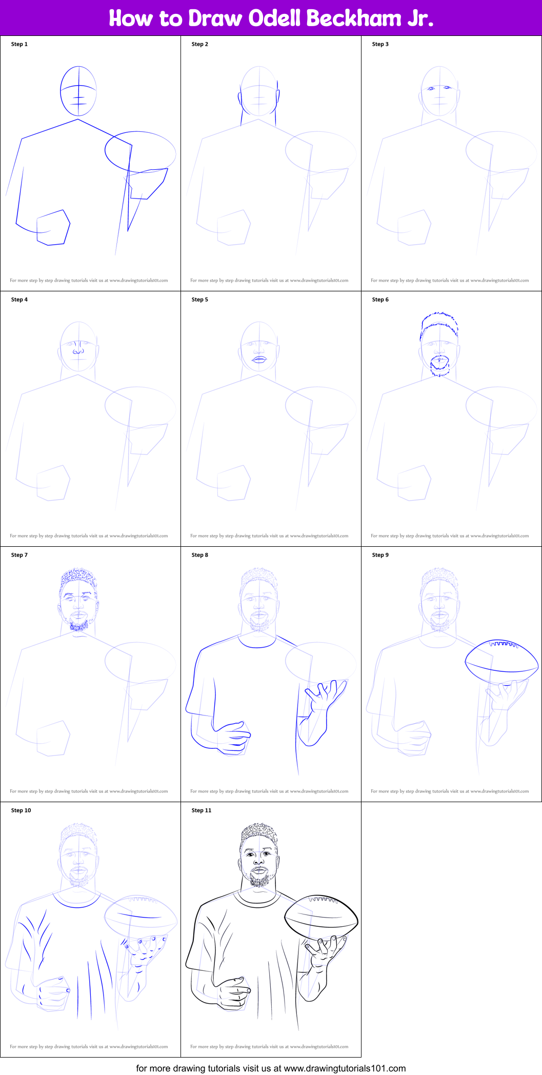 How to Draw Odell Beckham Jr. Printable Step by Step