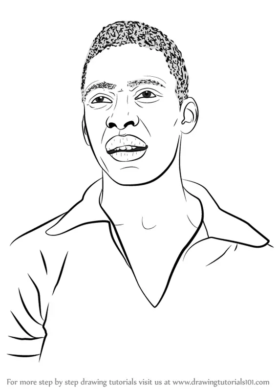 Learn How to Draw Pele (Footballers) Step by Step : Drawing Tutorials