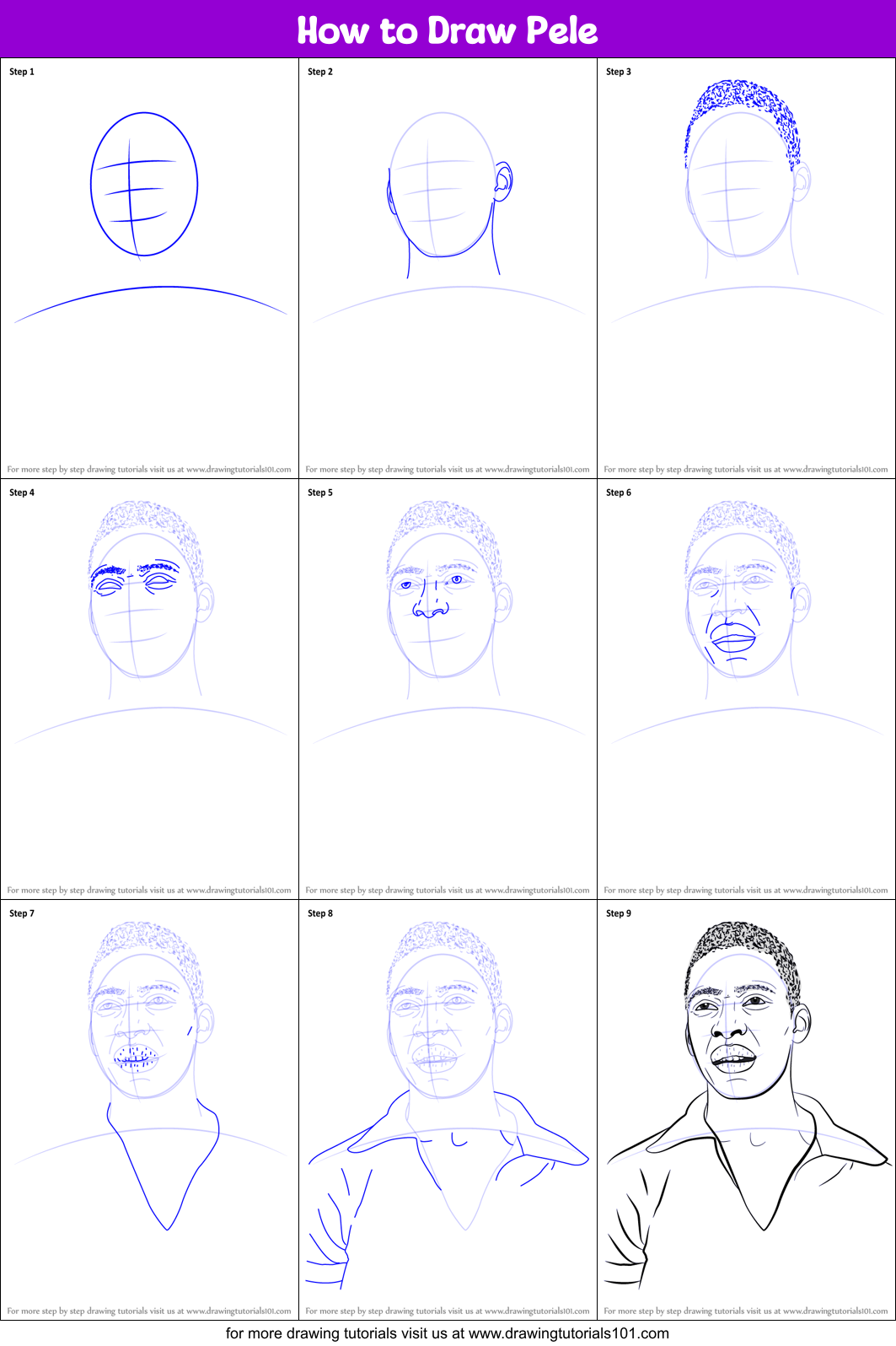 How to Draw Pele Printable Step by Step