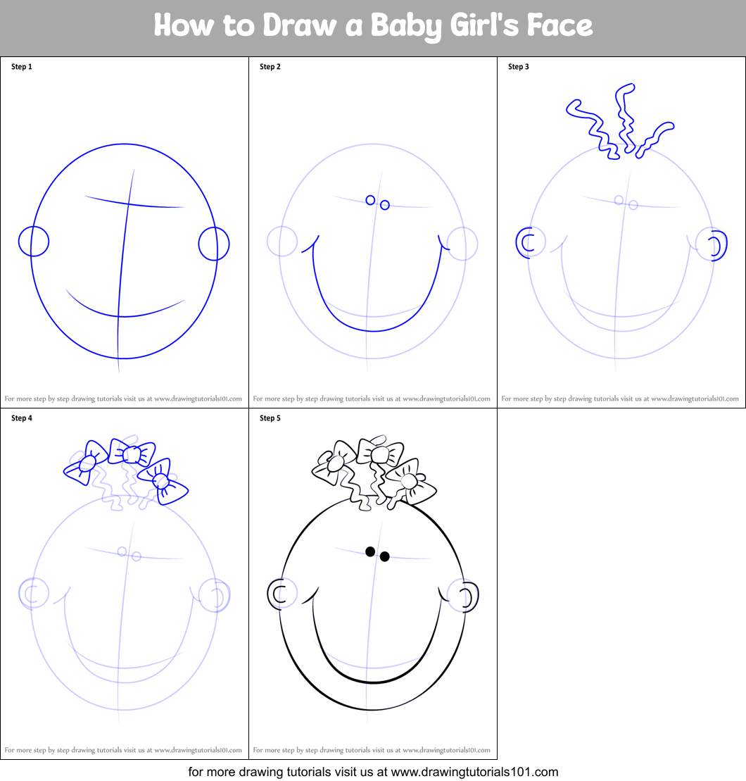 How to Draw a Baby Girl's Face Printable Step by Step