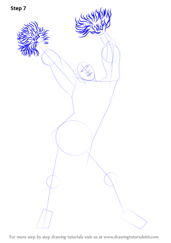 How to Draw a Cheerleader (Girls) Step by Step | DrawingTutorials101.com