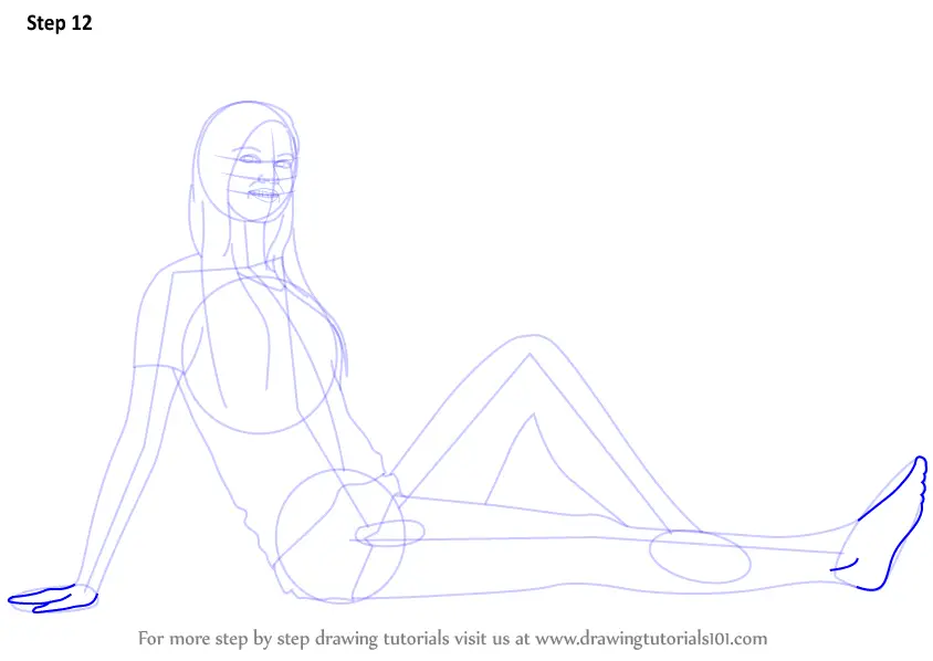 Step by Step How to Draw a Pretty Girl Sitting : DrawingTutorials101.com