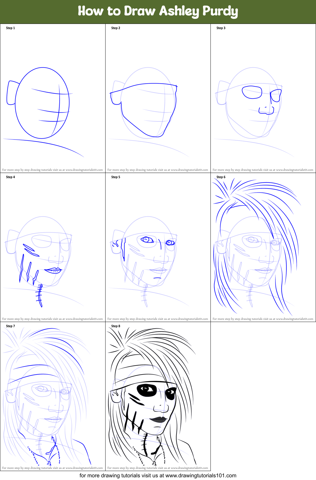 How to Draw Ashley Purdy Printable Step by Step