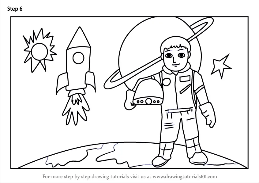 Learn How to Draw an Astronaut in Space Scene (Other ...