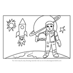 How to Draw an Astronaut in Space Scene