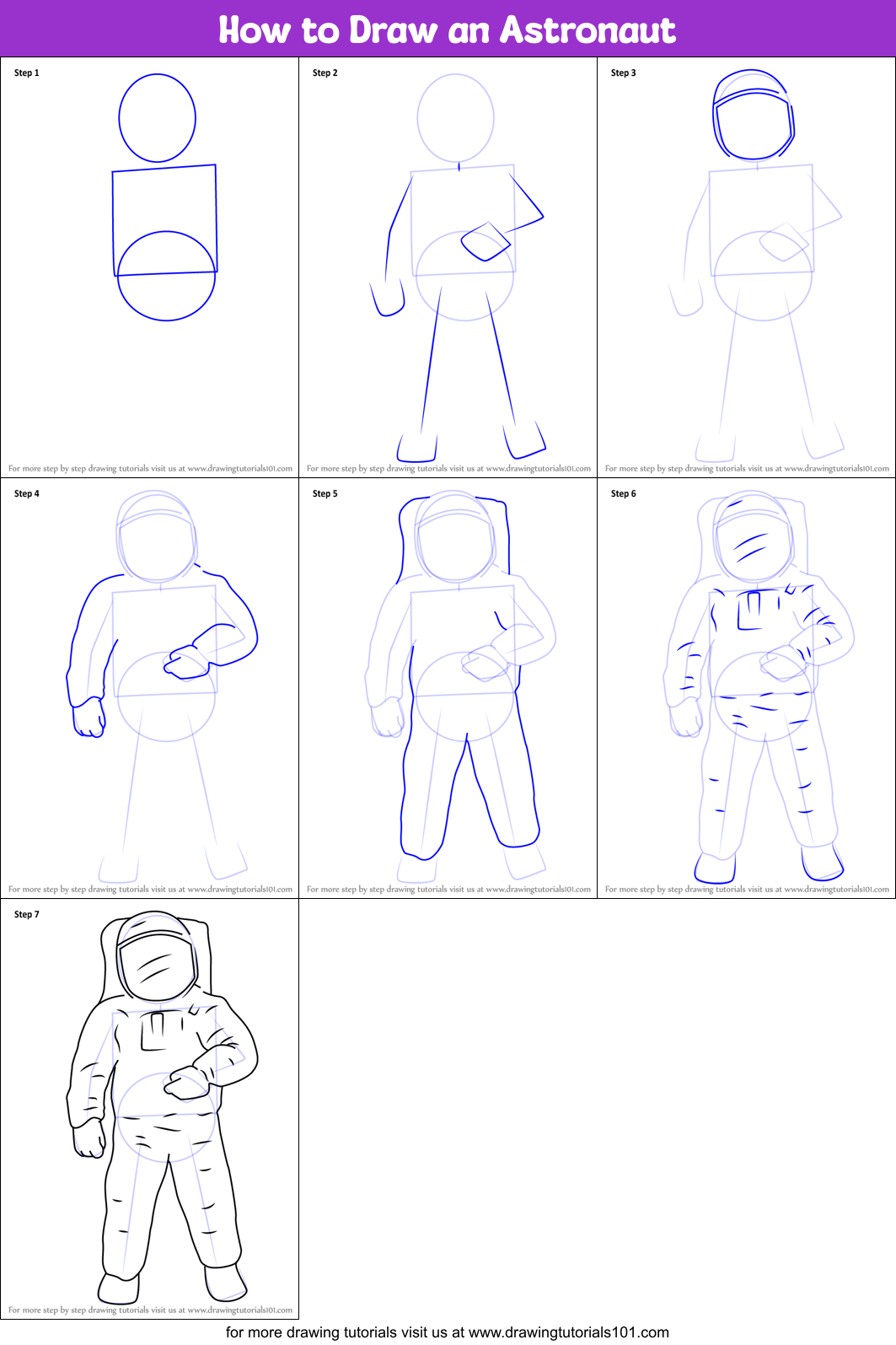 How to Draw an Astronaut Printable Step by Step