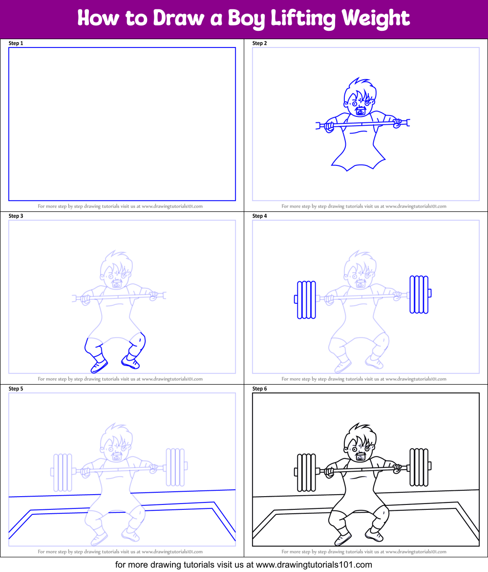 How to Draw a Boy Lifting Weight Printable Step by Step