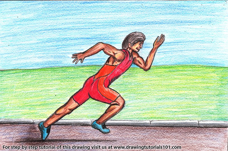 How to Draw a Cartoon Runner by Color Pencils