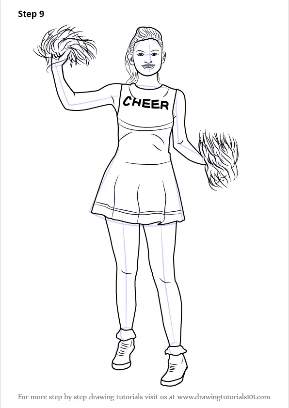 Learn How to Draw a Cheerleader Girl (Other Occupations) Step by Step