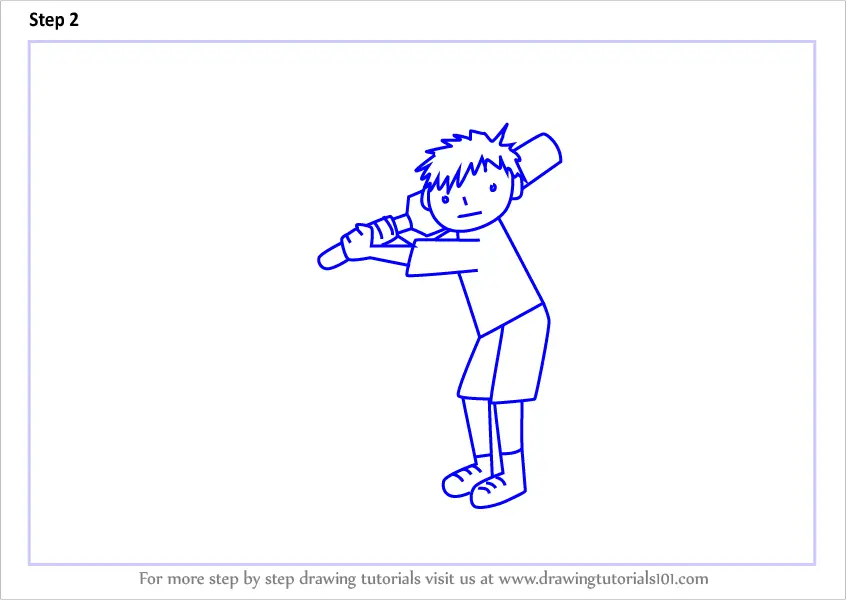 How To Draw A Cricket Player Scene Other Occupations Step By Step