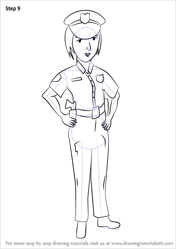 Learn How to Draw a Female Police Officer (Other Occupations) Step by