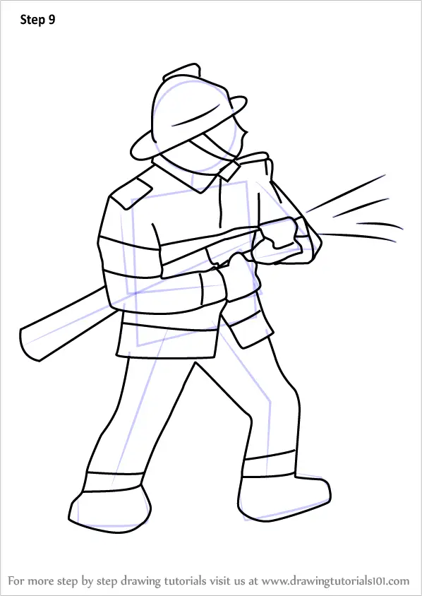 Learn How to Draw a Firefighter (Other Occupations) Step by Step