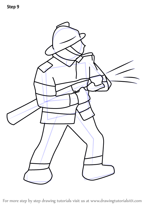 Learn How to Draw a Firefighter (Other Occupations) Step by Step