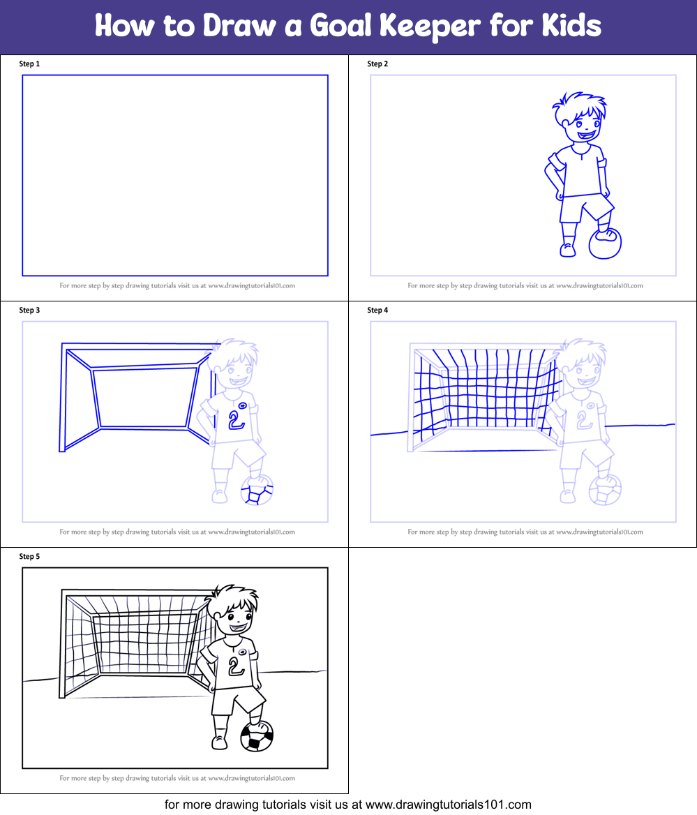 How to Draw a Goal Keeper for Kids Printable Step by Step