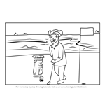 How to Draw a Golf Player at Golf Course Scene