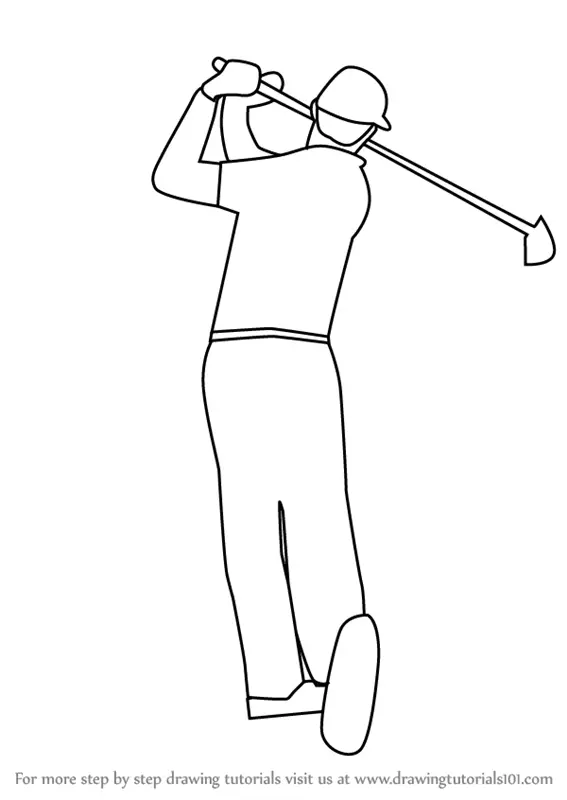 Line sketch golfer Royalty Free Vector Image - VectorStock
