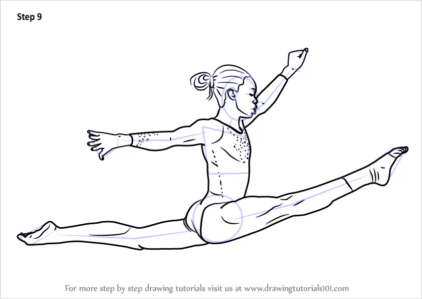 Step by Step How to Draw a Gymnast : DrawingTutorials101.com