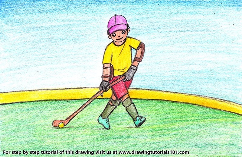 How to Draw a Hockey Player Scene by Color Pencils
