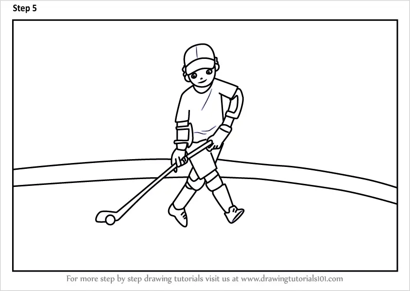 Learn How to Draw a Hockey Player Scene (Other Occupations) Step by