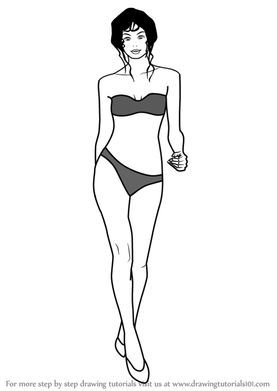 How to Draw Girl in Bikini (Other People) Step by Step