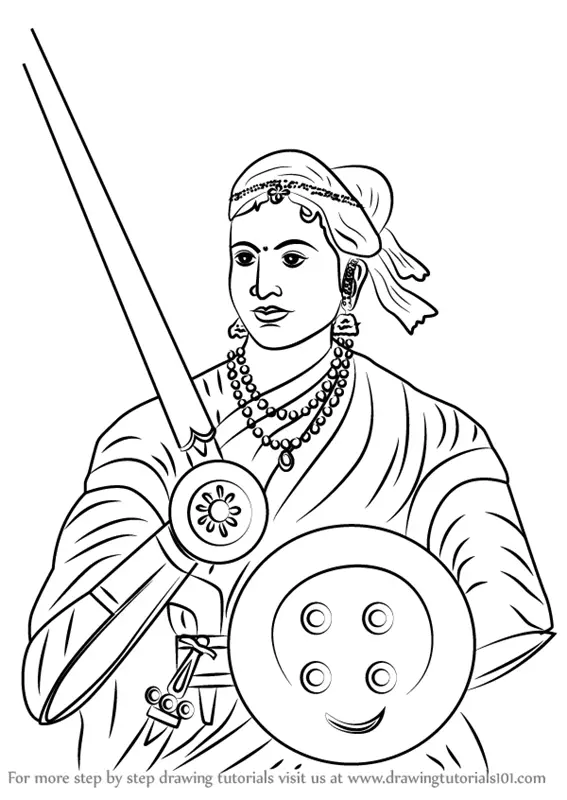 Learn How to Draw Rani of Jhansi (Other People) Step by Step : Drawing  Tutorials