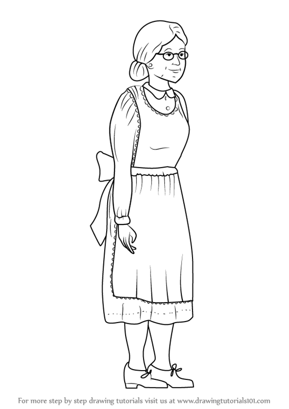 Sketch old woman from side hand drawn Royalty Free Vector