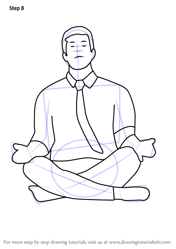 Step by Step How to Draw Person Meditating : DrawingTutorials101.com