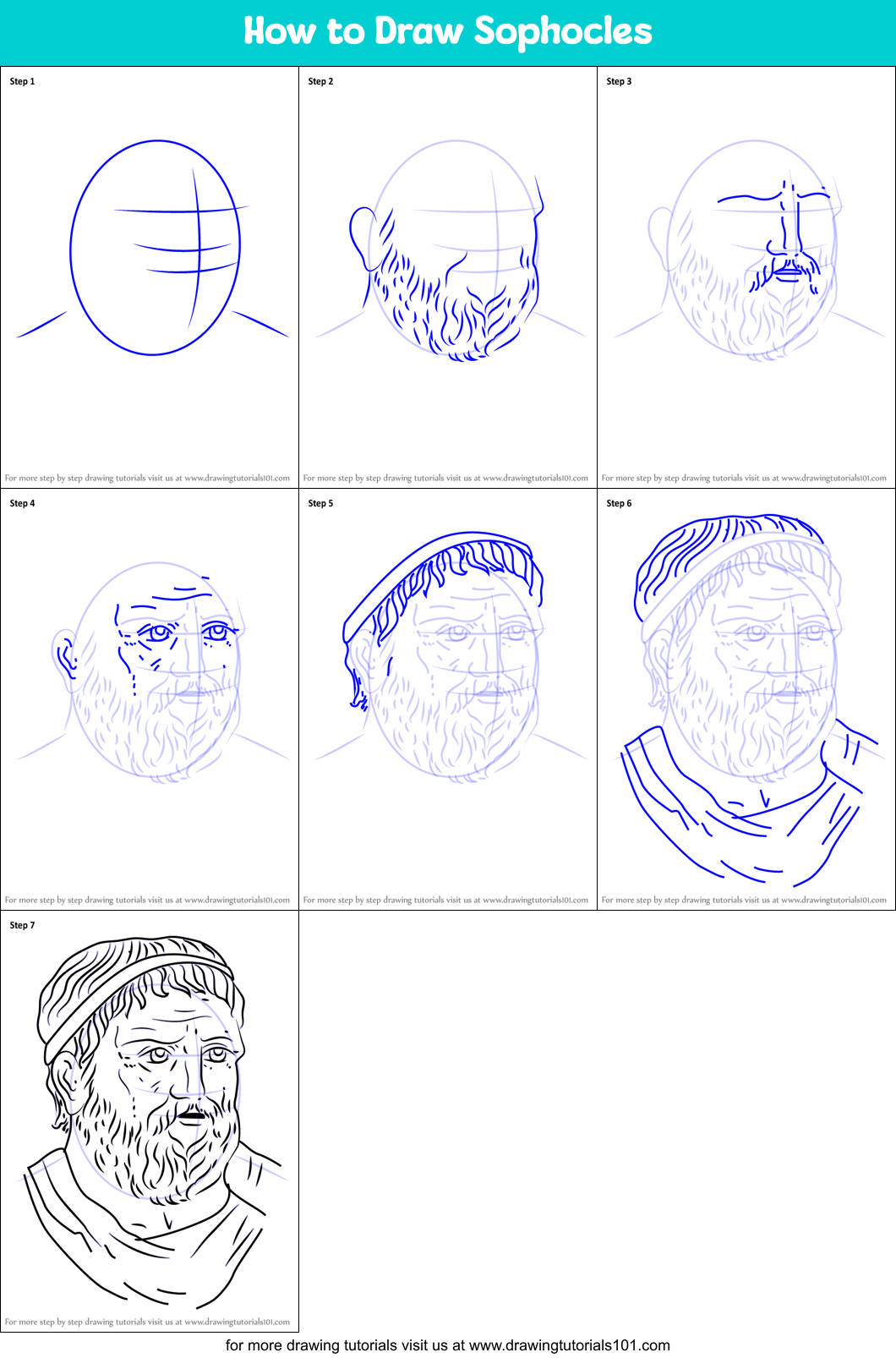How to Draw Sophocles Printable Step by Step