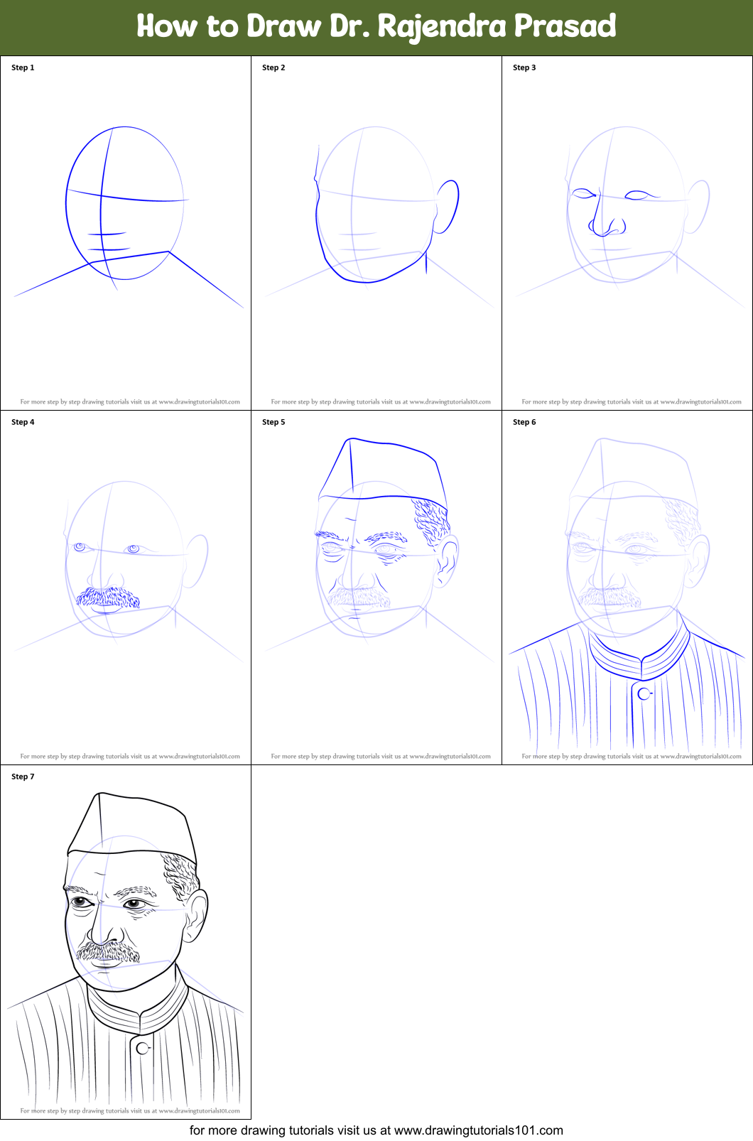 How to Draw Dr. Rajendra Prasad Printable Step by Step
