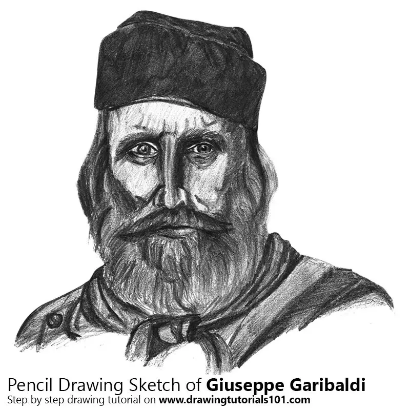 Pencil Sketch of Giuseppe Garibaldi - Pencil Drawing
