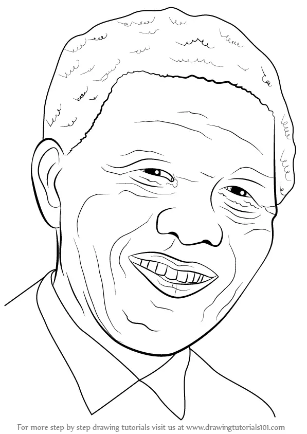 Step by Step How to Draw Nelson Mandela Face : DrawingTutorials101.com