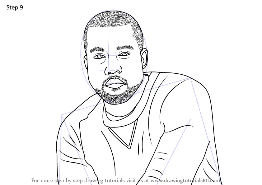 Learn How to Draw Kanye West (Rappers) Step by Step : Drawing Tutorials
