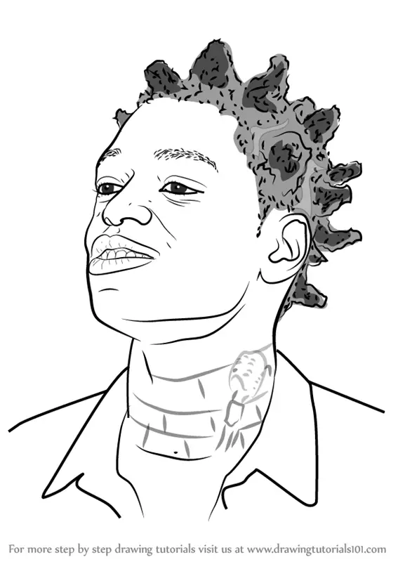 Learn How to Draw Kodak Black (Rappers) Step by Step : Drawing Tutorials
