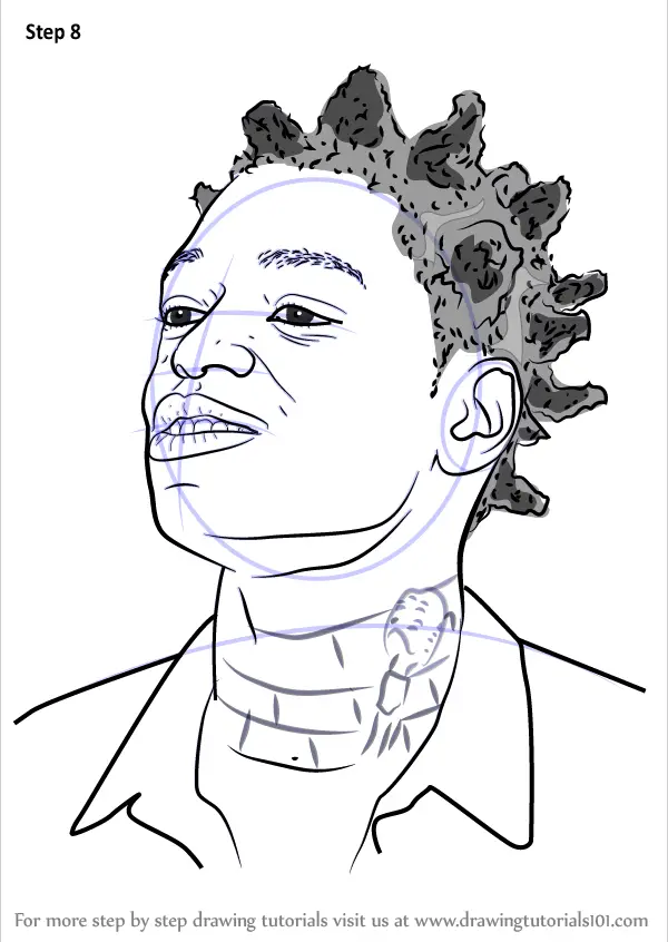 Learn How to Draw Kodak Black (Rappers) Step by Step : Drawing Tutorials