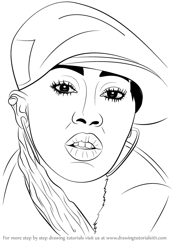 Learn How to Draw Missy Elliott (Rappers) Step by Step : Drawing Tutorials